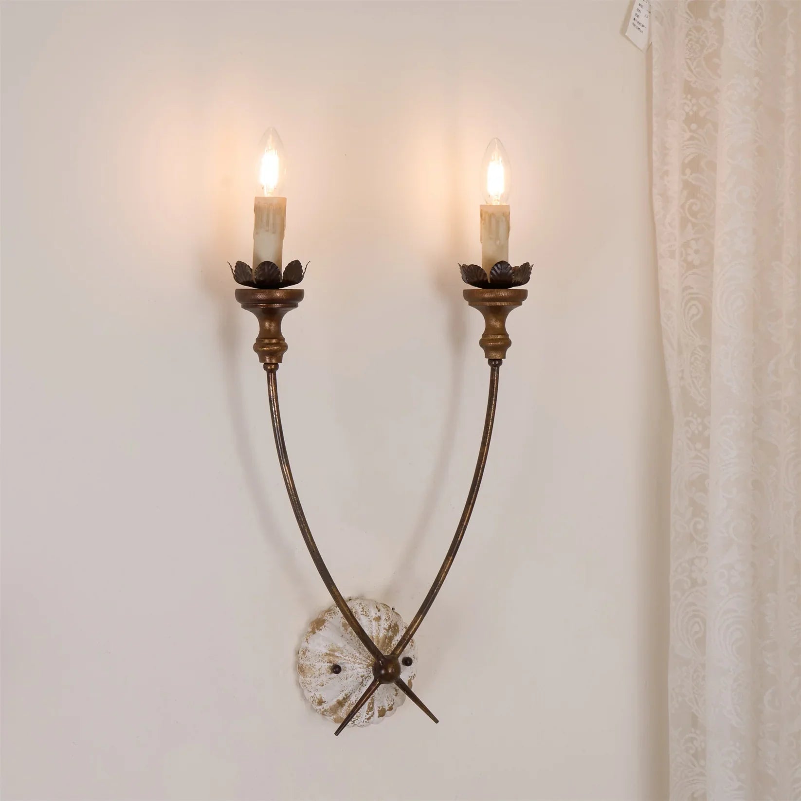 Valerio Vintage Goud Metaal Hout Wandlamp Eetkamer Slaapkamer