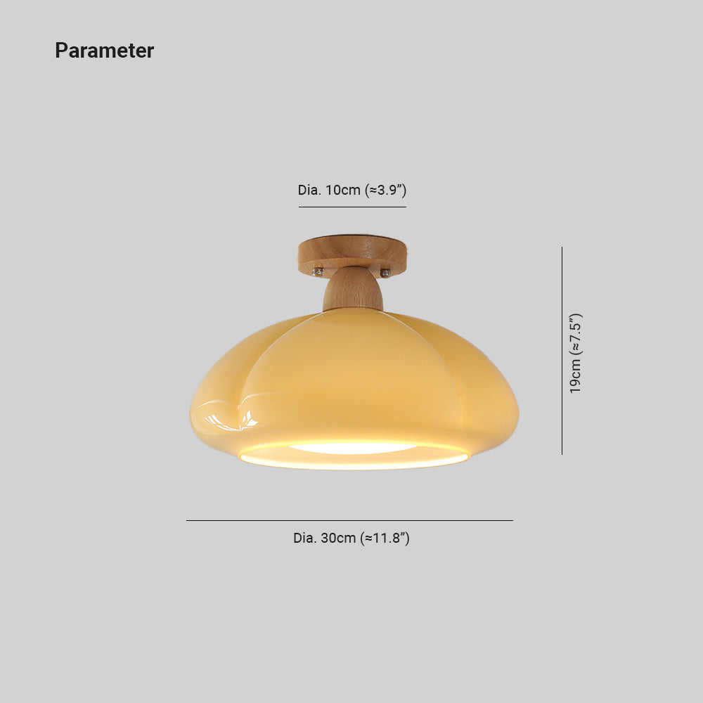 Hailie Modern Ronde LED Plafondlamp Glas Hout Slaapkamer Woonkamer