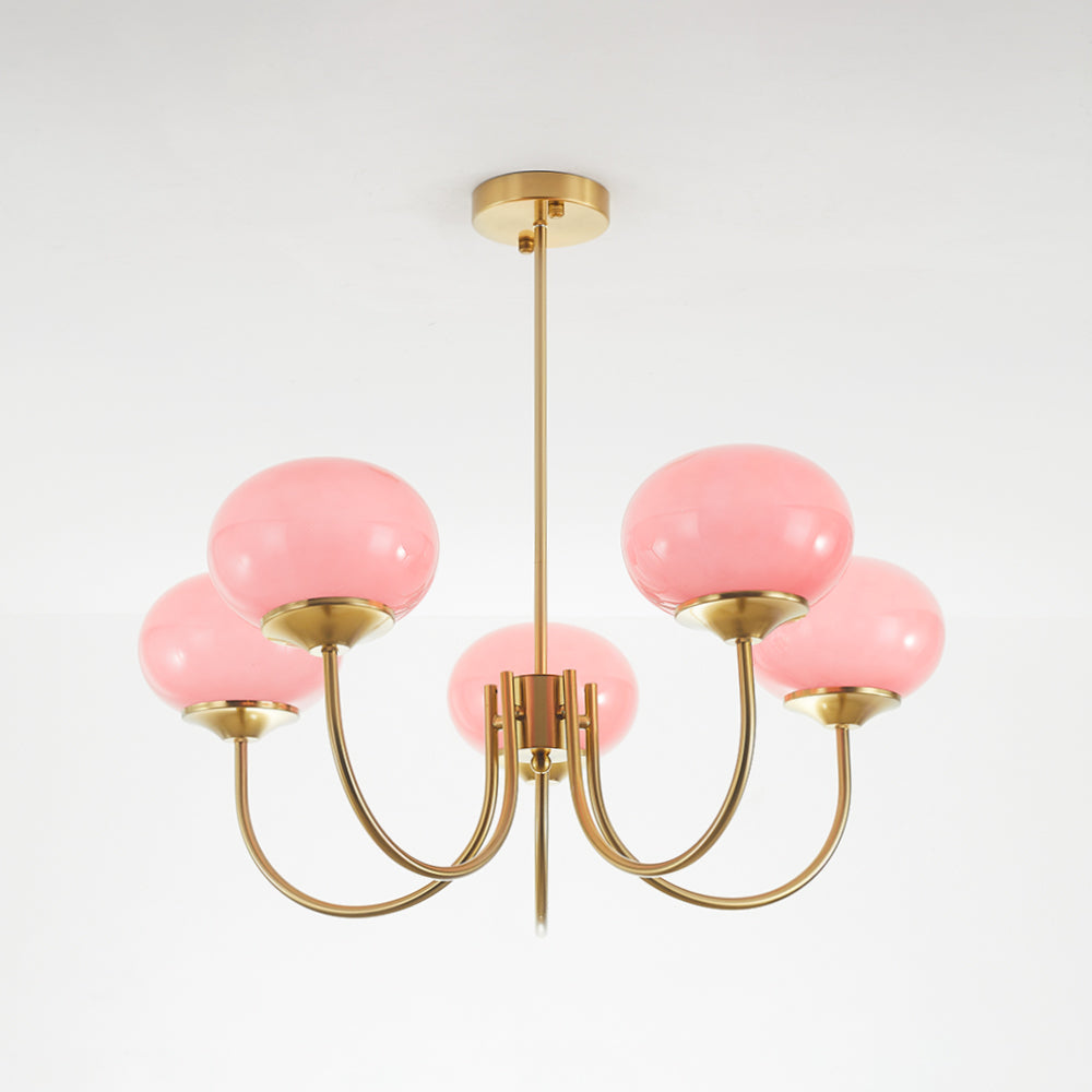 Hailie Retro Design Art Deco Globe Kroonluchter Wit/Roze/Beige Slaapkamer/Studeerkamer