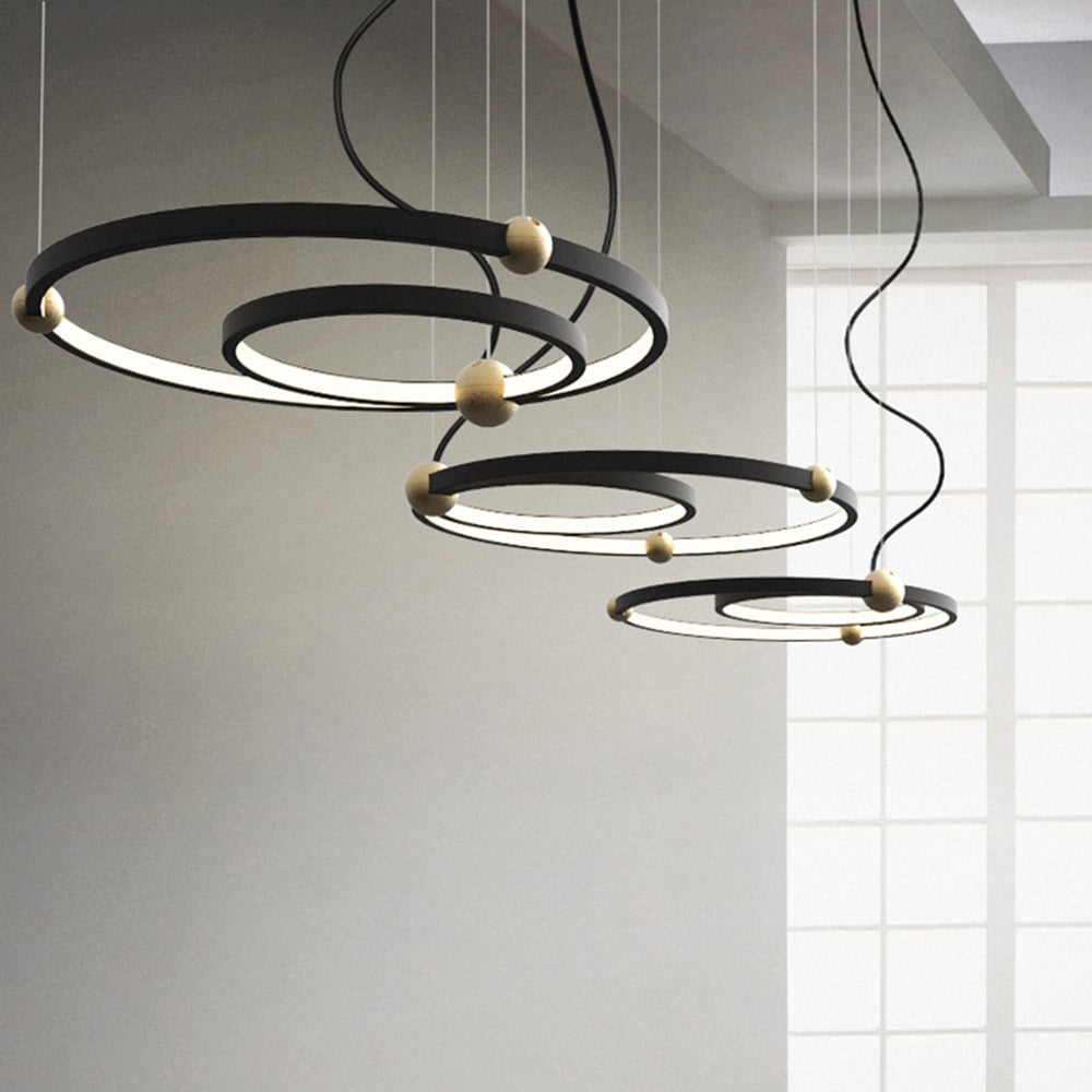 Alonza Minimalist Ring Metal Pendant Light, Black