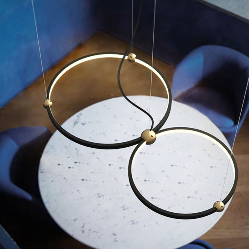 Alonza Minimalist Ring Metal Pendant Light, Black