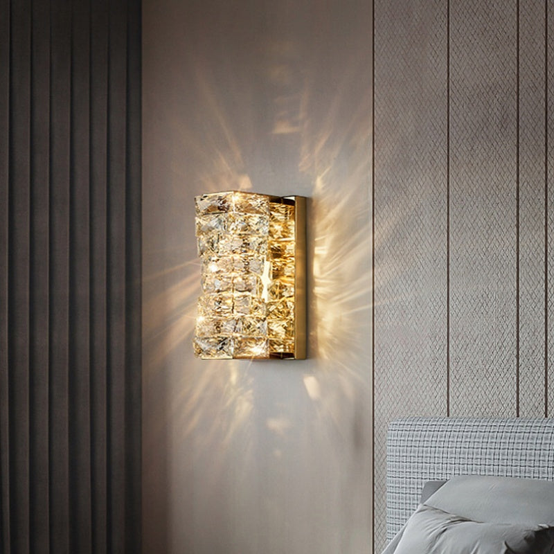 Kristy Moderne Kubusvormig LED Wandlamp Metaal/Crystal Goud/Chroom Woonkamer