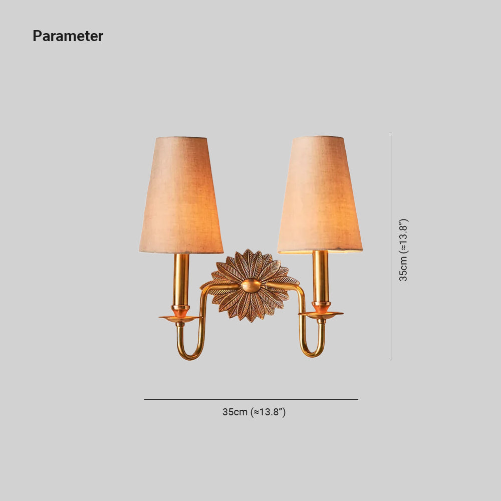 Valerio Vintage Klassiek Messing Stof Wandlamp Lampenkap Slaapkamer Woonkamer