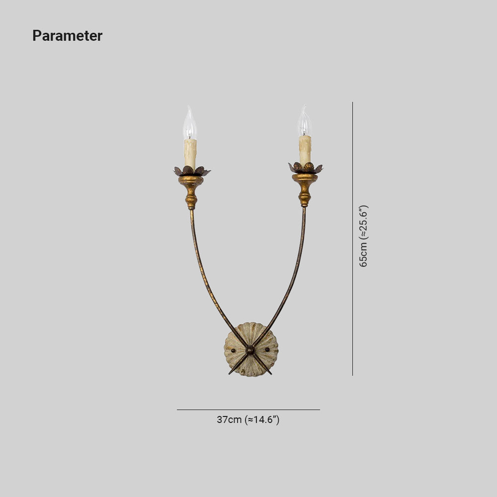 Valerio Vintage Goud Metaal Hout Wandlamp Eetkamer Slaapkamer