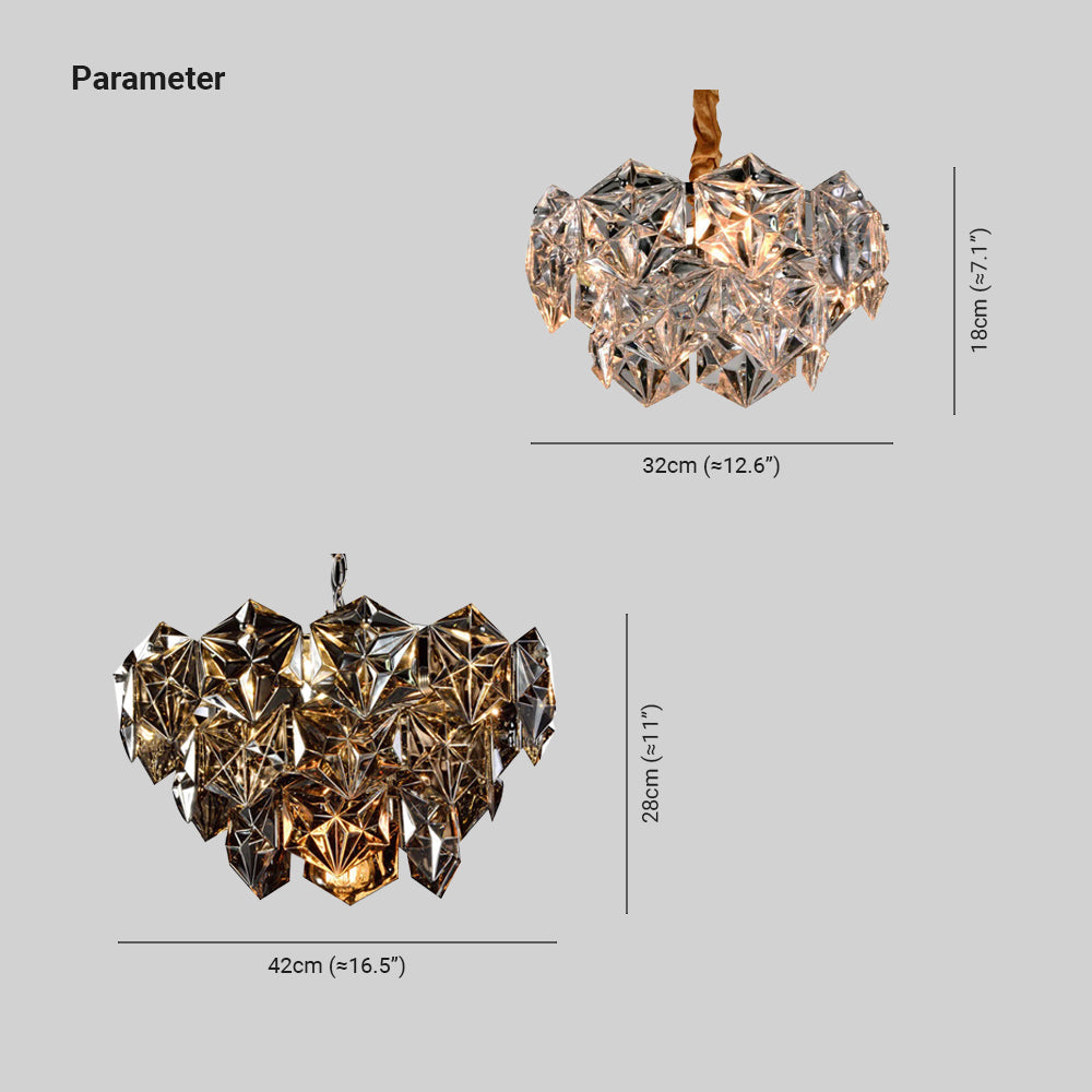 Marilyn Retro LED Kroonluchter Grijs Metaal Kristal Eetkamer Woonkamer