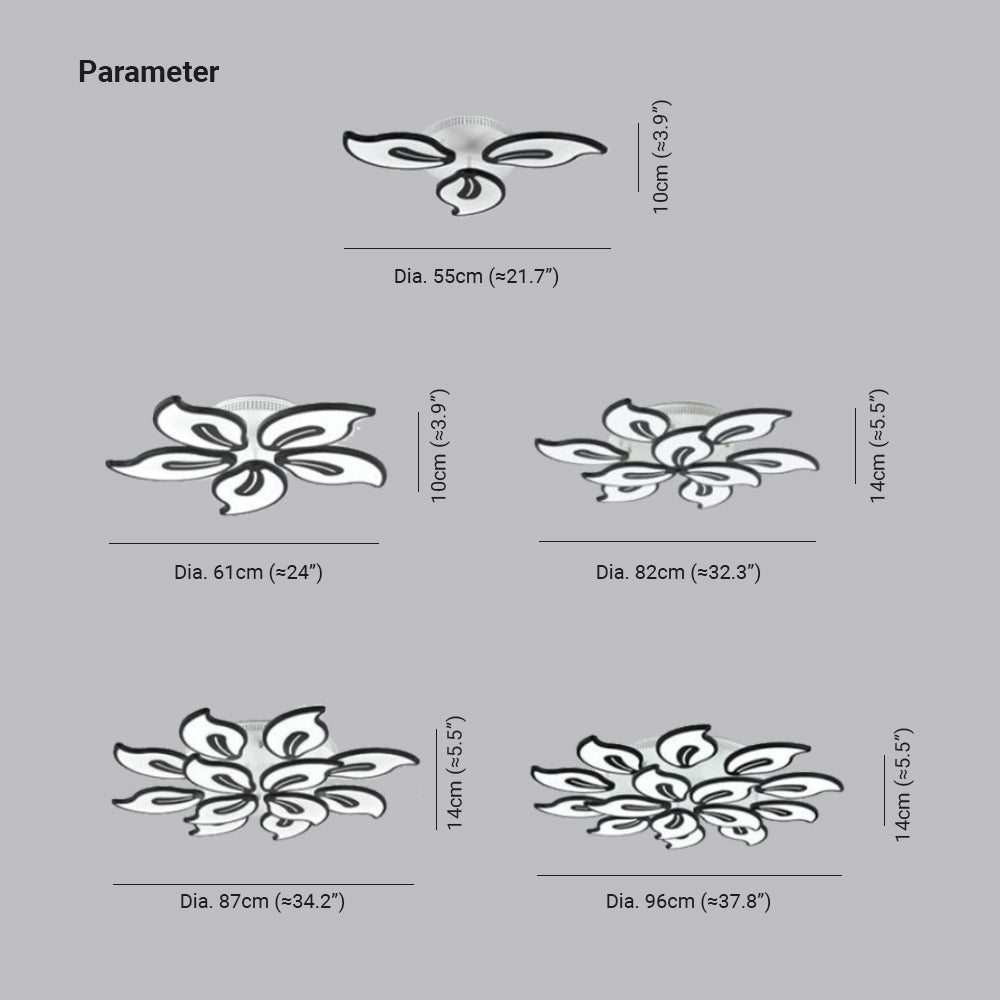 Hana Design Bloemvorm LED Plafondlamp Metaal/Acryl Wit/Zwart Woon/Slaapkamer