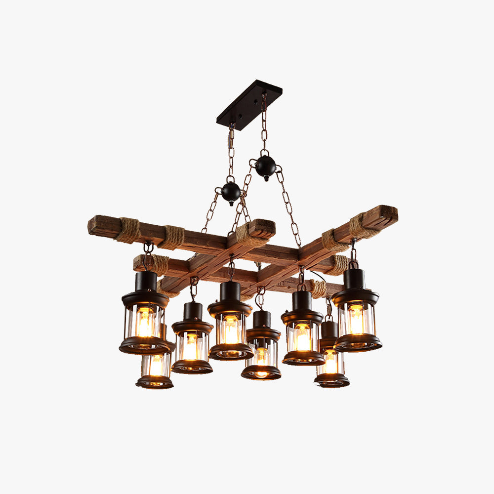 Brio Industriële LED Klassieke Kroonluchters Hout Glas Woonkamer