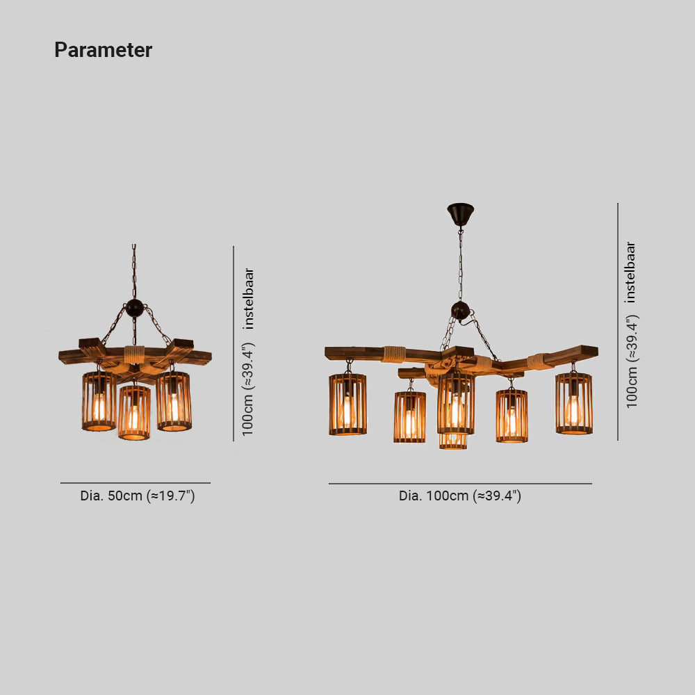Brio Retro LED Kroonluchters Hout Restaurant/Woonkamer/Bar