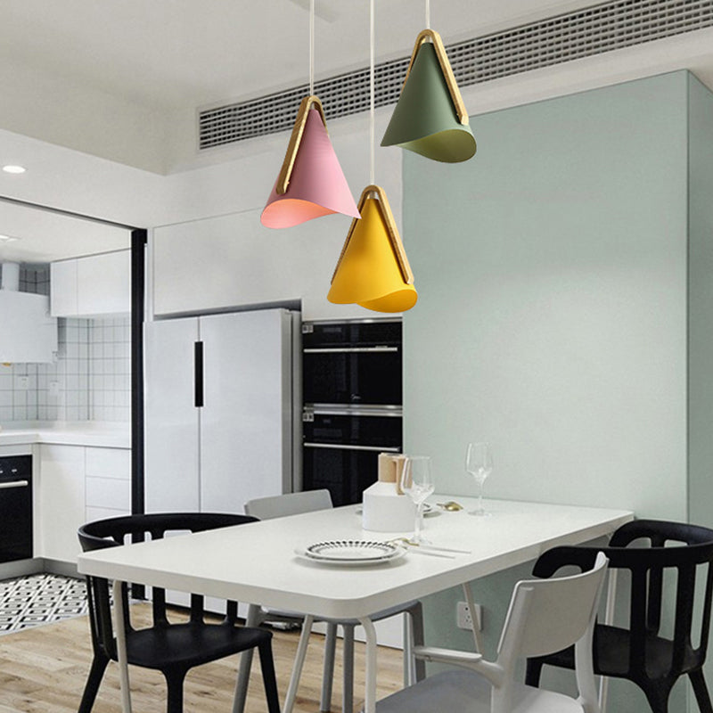Morandi Moderne LED Hanglampen Roze/Groen/Geel Metaal/Hout Eetkamer