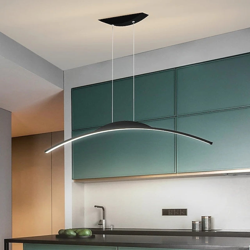 Louise Minimalistische Gebogen Hanglampen Zwart Goud Metaal Kantoor Restaurant