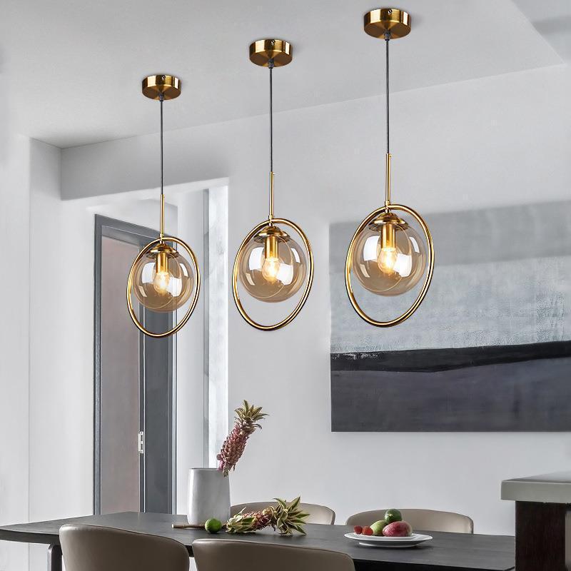 Hailie Moderne LED Ronde Hanglamp Metaal/Glas Transparent/Grijs/Cognac Slaap/Woon/Eetkamer