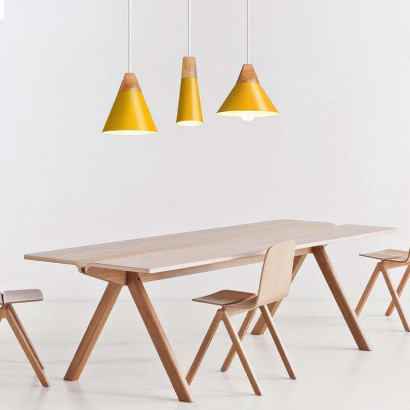 Morandi Moderne LED Hanglampen Geel Grijs Groen Metaal Hout Woonkamer