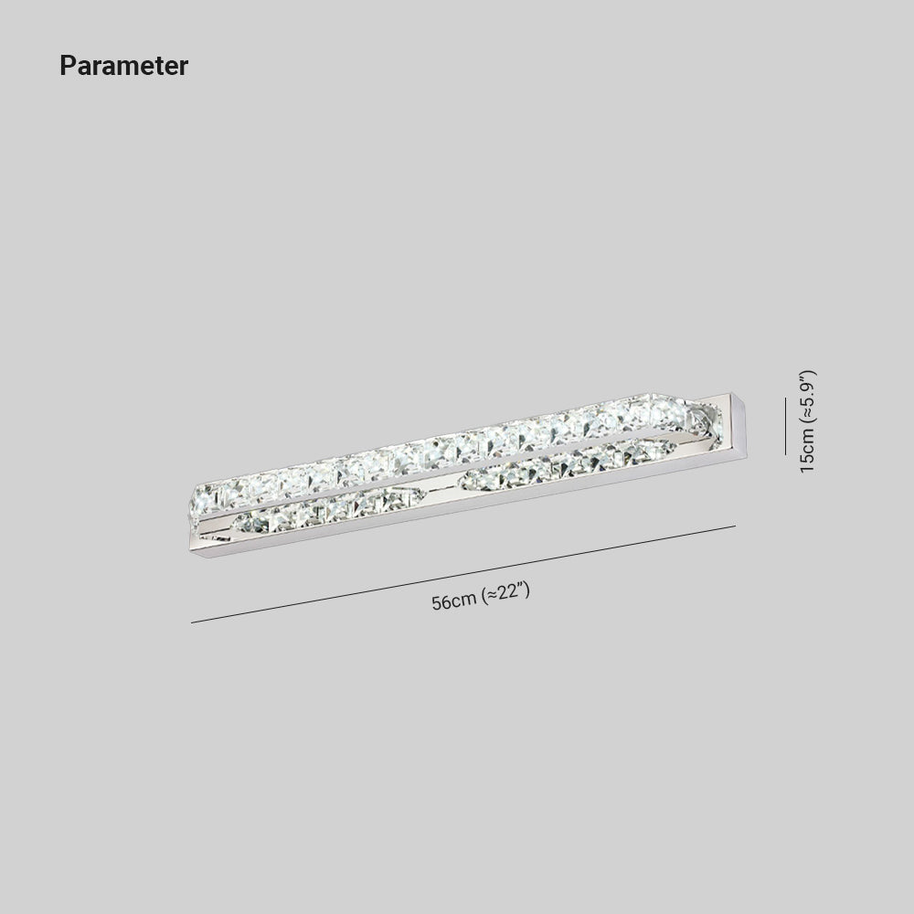 Kristy Rechthoekig LED Wandlamp Kristal Metaal Badkamer Slaapkamer
