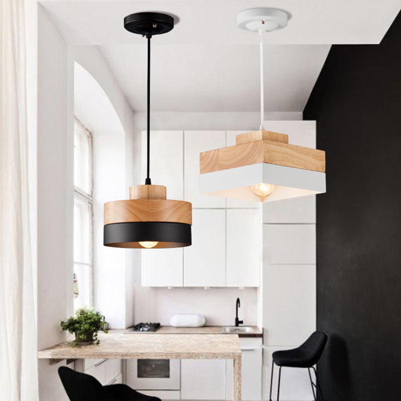Morandi Moderne Design LED Hanglamp Swart/Wit Metaal/Hout Woonkamer/Eetkamer