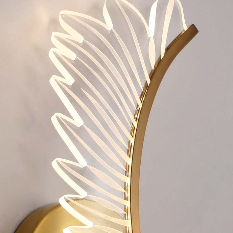 Kristy Moderne Wandlamp Metaal/Acryl Gouden Vleugels Design Sconce Voor Slaap/Woonkamer