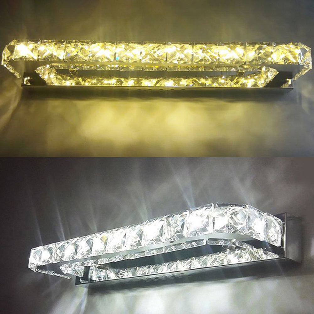 Kristy Rechthoekig LED Wandlamp Kristal Metaal Badkamer Slaapkamer
