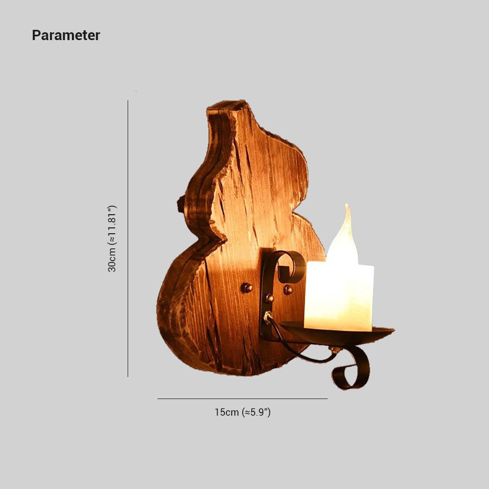 Brio Design Cucurbits/Kaars Vintage Wandlamp, Hout/Metaal, Woonk/Eetkamer