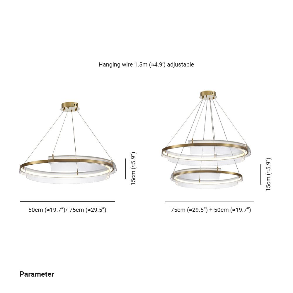 Alonza Minimalist Annular Metal Pendant Light,Gold