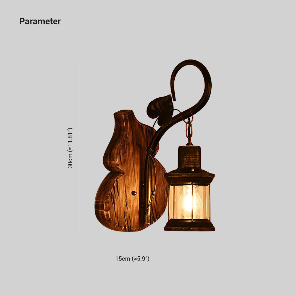 Carina Cucurbits/Kaars Vintage Wandlamp, Hout/Metaal, Woonk/Eetk/ Slaapkamer