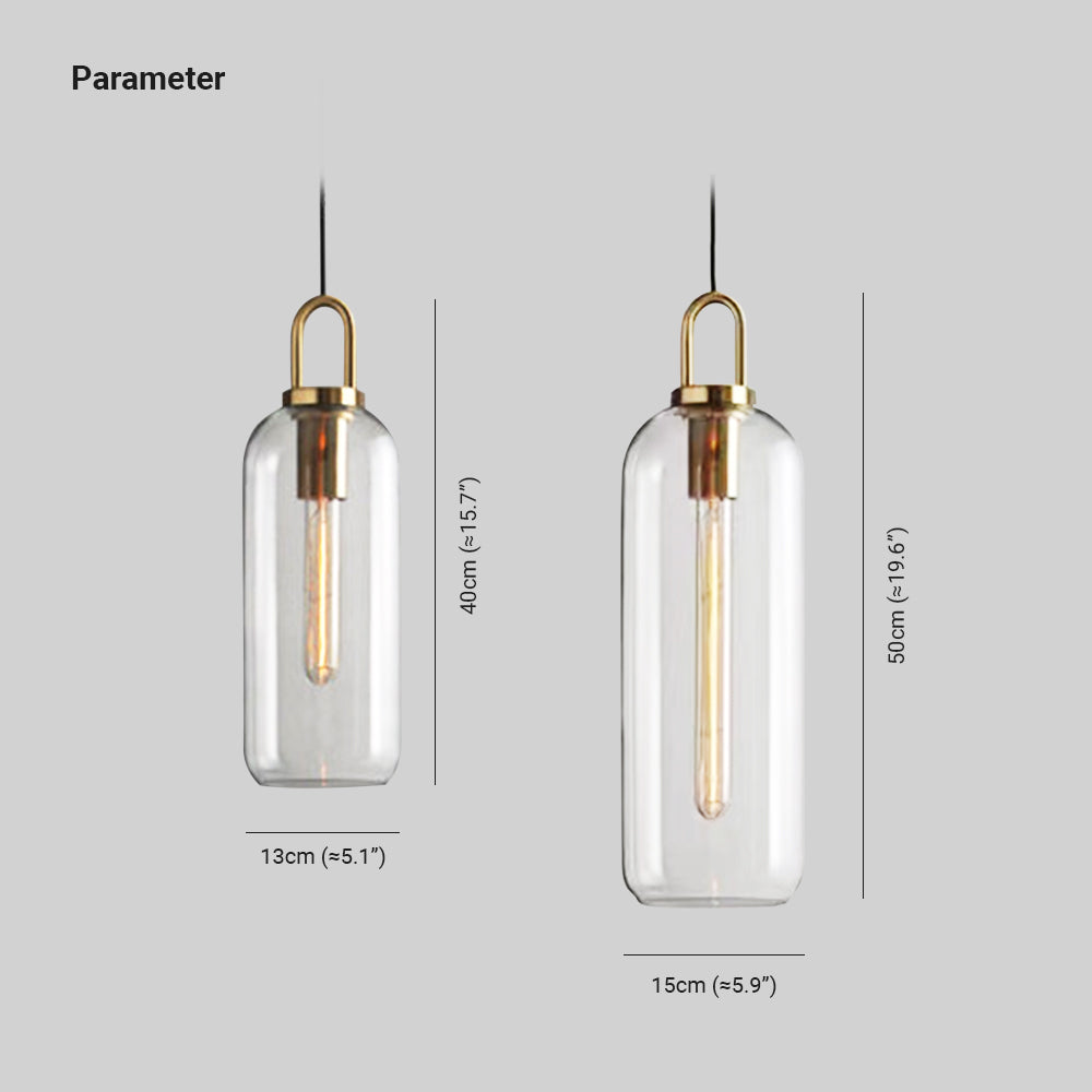 Hailie Moderne LED Hanglampen Cilinder Rookgrijs Helder Metaal Glas Eetkamer