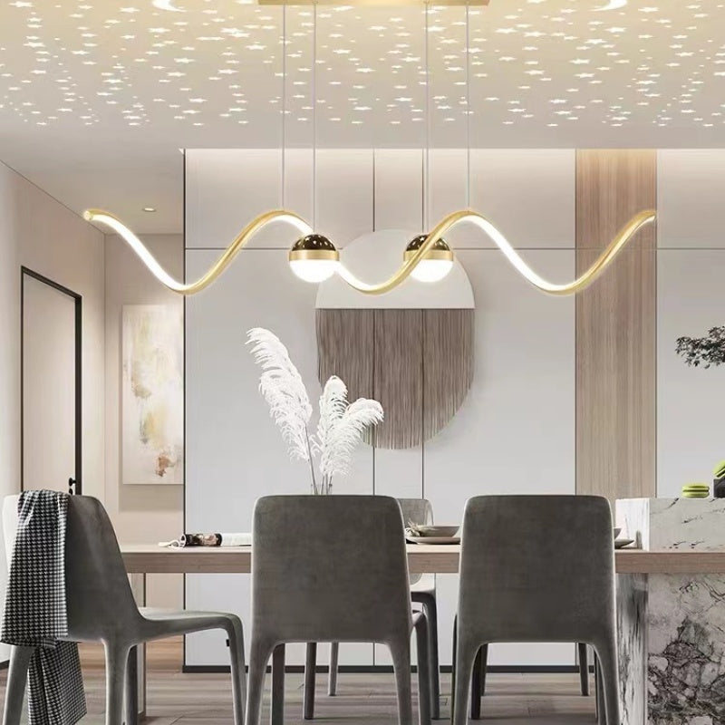 Madina Design Golvende Vorm LED Hanglampen Zwart/Wit/Goud Metaal/Acryl Kantoor