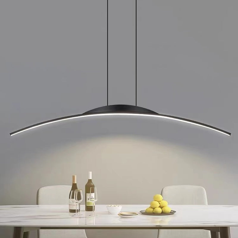 Louise Minimalistische Gebogen Hanglampen Zwart Goud Metaal Kantoor Restaurant