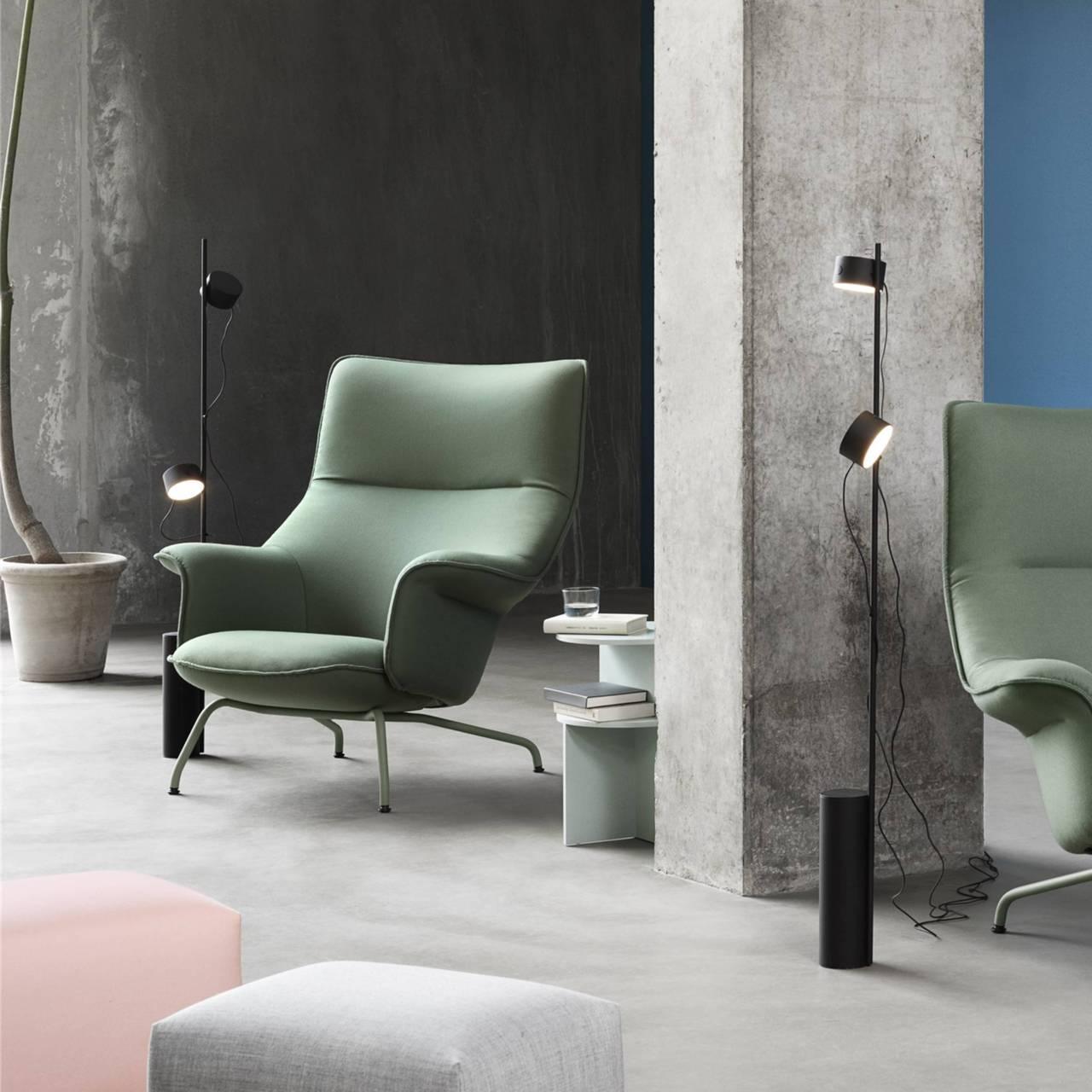 Elio Design Cilindrisch/Lineair Modern Vloerlamp, Metaal, Zwart, Slaapkamer