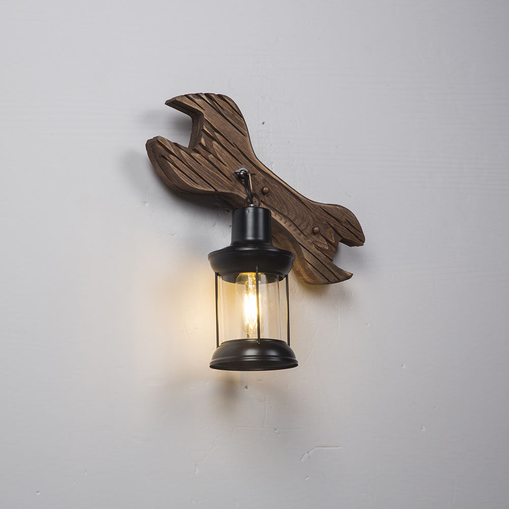 Brio Lantern & Spanners Wall Lamp, Wood/Metal, Bedroom